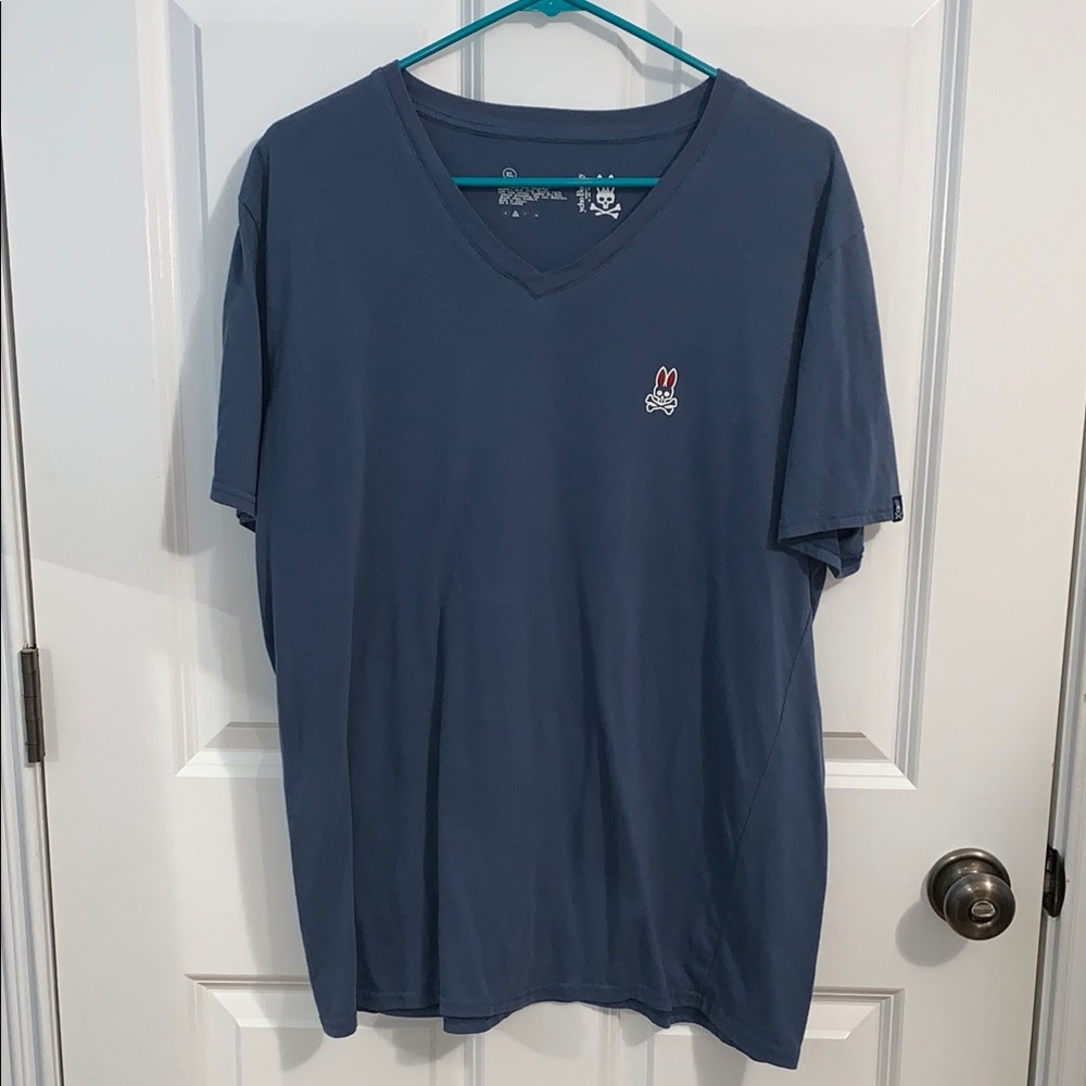 Psycho Bunny XL Dusty Blue Short Sleeve V-Neck Tee